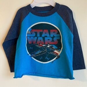 STAR Wars Baby Boy's Long Sleeve Blue Raglan X-Wing T-Shirt Size 12 Months
